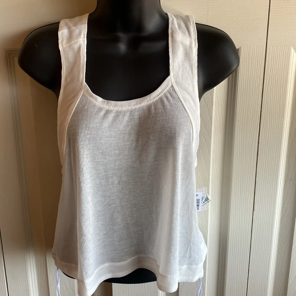 Free People Movement NWT White Crossback Strap Ribbed Top Size Small - Picture 5 of 11